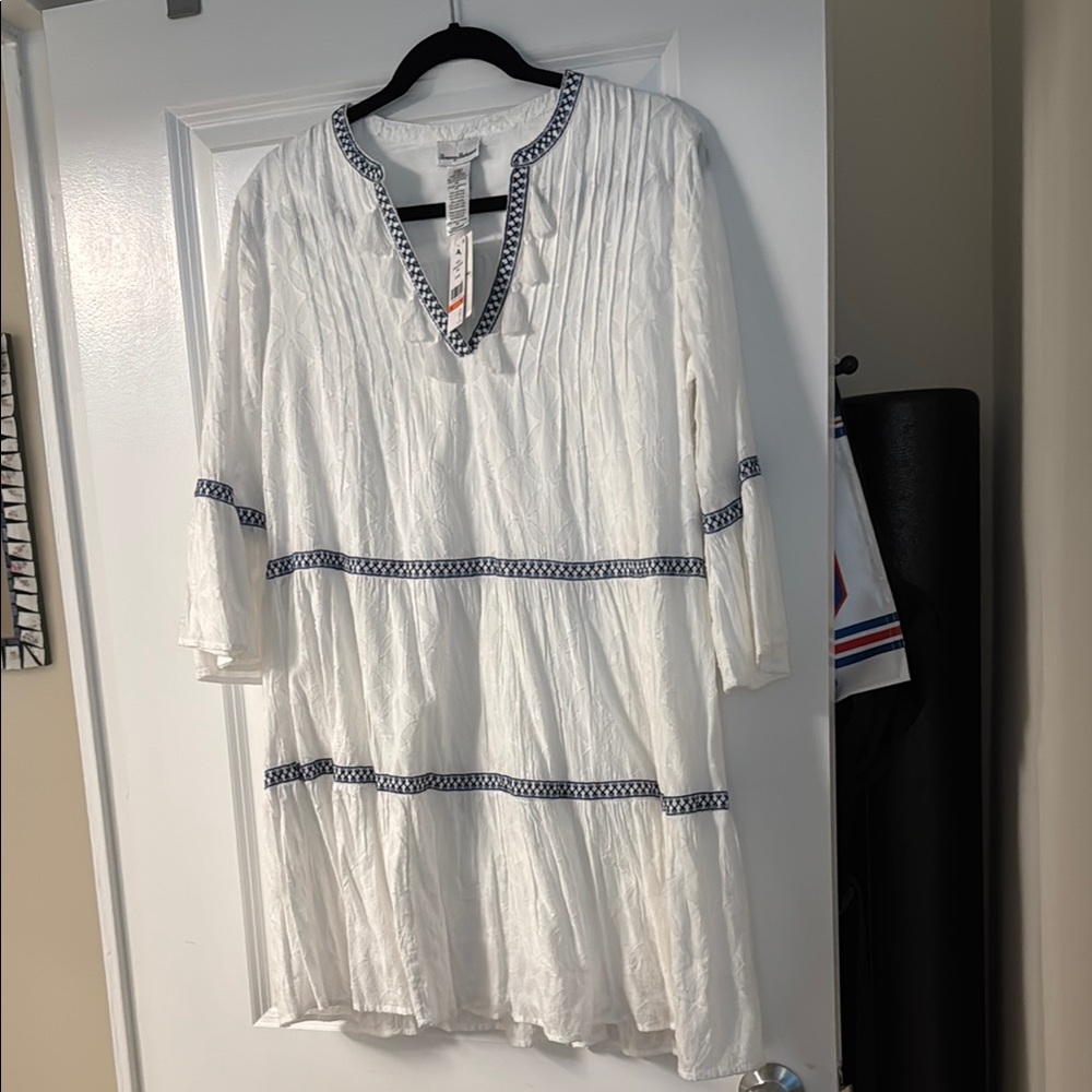 Tommy Bahama Cotton Clip Embellished Tier Dress